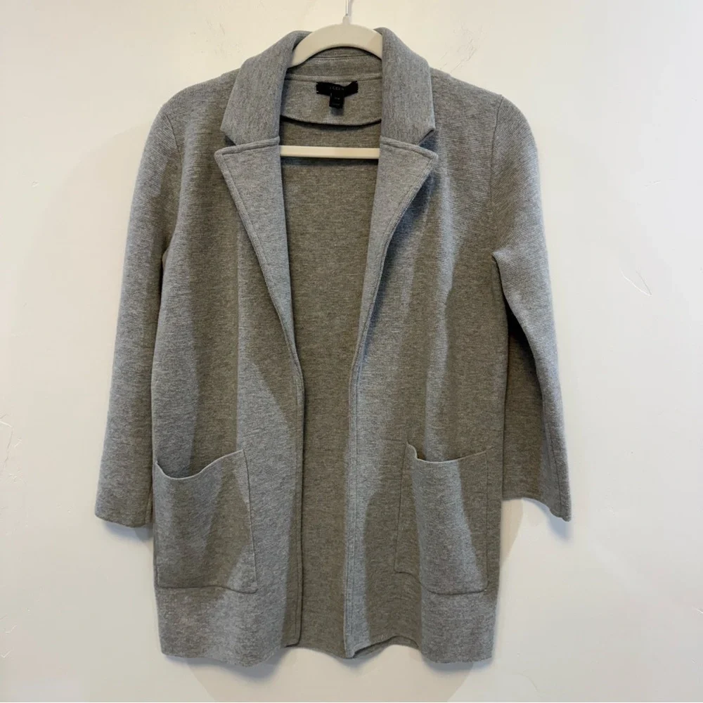 JCREW | Sophie open-front sweater-blazer grey w elbow pads